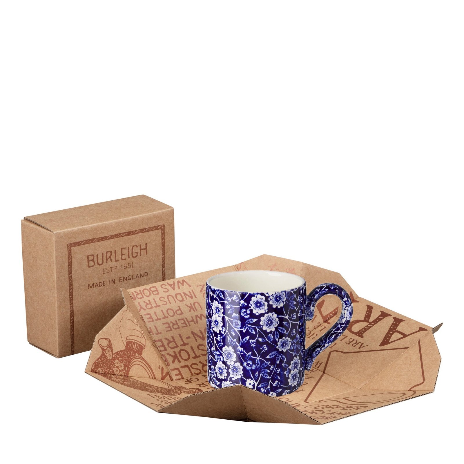 Blue Calico Mug Half Pint 284ml/0.5pt, Gift Boxed