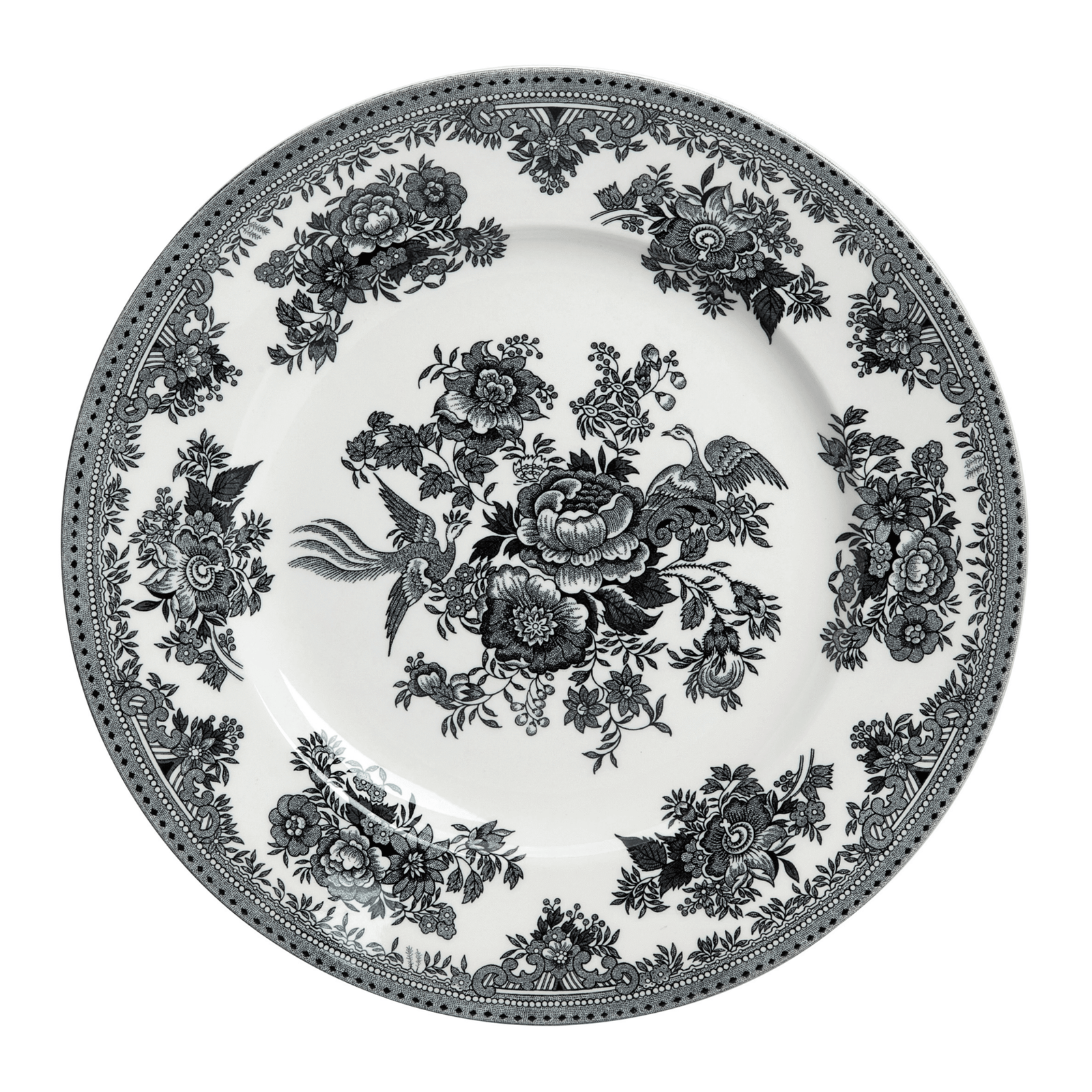 Black & White Asiatic Pheasants Plate 25cm/10"