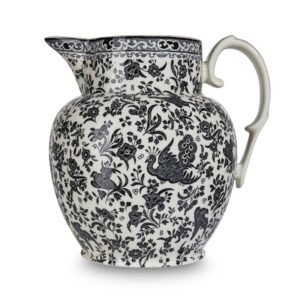 Black Regal Peacock Large Etruscan Jug