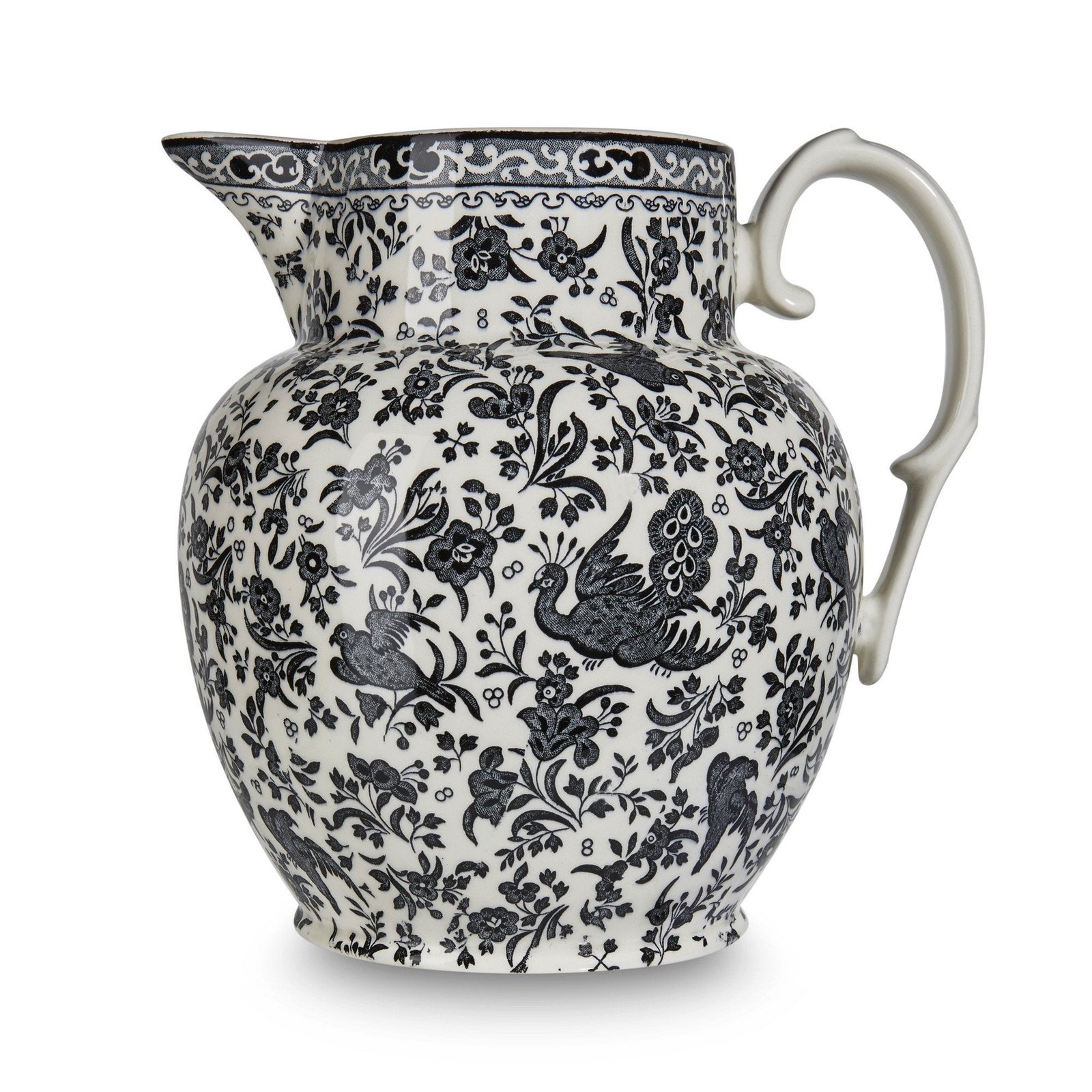 Black Regal Peacock Large Etruscan Jug